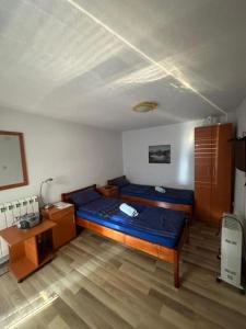 Una habitación con una cama y un escritorio. en Studio - Apartmani 3, en Jošanička Banja