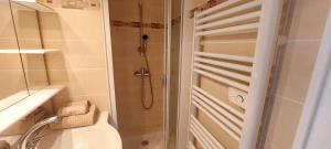 Un baño con ducha, inodoro y lavabo. en Appartement Port Santa Lucia, en Saint-Raphaël