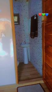 Campement Le Canoë في Oussouye: حمام مع حوض ومرحاض