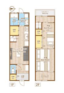 a floor plan and elevation of a house at 新大阪ゲストハウス 新大阪駅徒歩5分のリノベーション貸切宿 in Osaka