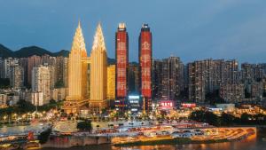 Udsigt til Chongqing eller udsigt til byen taget fra hotellet