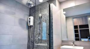 a bathroom with a shower and a sink at @Sleep in Ban Rang Faet