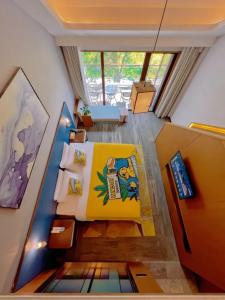 Χώρος καθιστικού στο Floral Shefu Inn Rizhao Wanpingkou Dongyi Town Branch