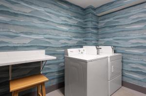 a laundry room with a wave themed wall at Hampton Inn Helen in Helen +34 photos