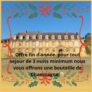 ein Bild von einem Gebäude mit einem Weihnachtsbaum in der Unterkunft Château des Princes " Calme et sérénité au cœur de Sedan " in Sedan