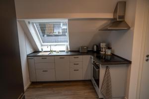 Η κουζίνα ή μικρή κουζίνα στο Moderne Ferienwohnung - mit Balkon & Stellplatz +2 φωτογραφίες