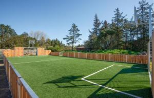 een tennisbaan met groen gras en een houten hek bij Amazing Home In Haderslev in Diernæs +12 foto's