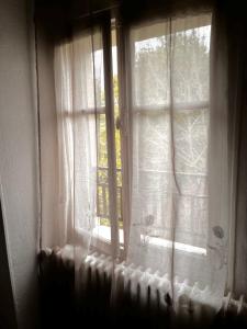 a window with white curtains in a room at Atypique, calme & cosy, proche de Paris in Bonneuil-sur-Marne