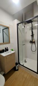 a bathroom with a shower and a sink at Le Derroja - Perpignan in Perpignan