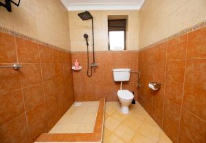 a bathroom with a toilet and a shower at Luxury Homes and Apartments - Near Entebbe Airport in Kampala +19 photos