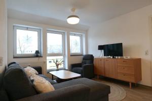 Et tv og/eller underholdning på Wunderschöne große Ferienwohnung in Aue