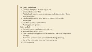 a page of a document with a list of functions at ISA-Residence with swimming-pool in Porto Rotondo at only 500 m from the beach in Porto Rotondo
