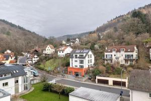 Willkommen in Ihrem Luxus-Penthouse في Ziegelhausen: بلدة بها منازل على تلة بها طريق