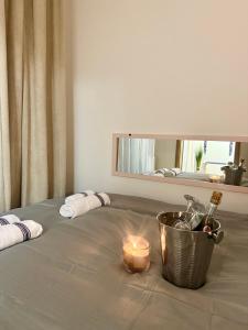 Ένα ή περισσότερα κρεβάτια σε δωμάτιο στο Lawendowy Ogród