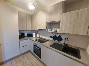アッサーゴにあるApartment Vittoria Assago Forumのシンクとコンロのある小さなキッチン +7枚の写真