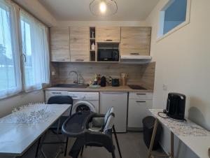 eine kleine Küche mit Spüle und Geschirrspüler in der Unterkunft Le logis du lac in Braucourt + 3 Fotos