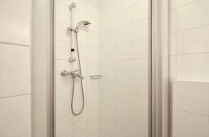 a shower stall with a shower head in a bathroom at Kitzsteinhorn Kaprun Panorama in Dürnberg +12 photos