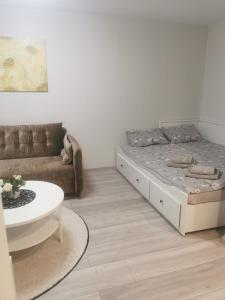 Postel nebo postele na pokoji v ubytování Buto nuoma Plungėje