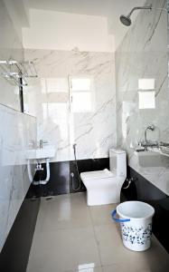 ein weißes Badezimmer mit Toilette und Waschbecken in der Unterkunft Krishnayan Homestay in Ranchi