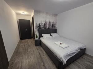 Ένα ή περισσότερα κρεβάτια σε δωμάτιο στο Panoramic View Bran