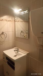 Casa en Bella Vista il fienile para 2 Personas في بيلا فيستا: حمام مزود بحوض ومِرآة