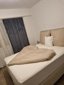 圣路易Corner of Serenity的床上有毯子,有窗户