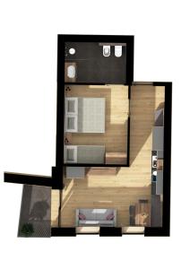 un plano del piso de una casa pequeña en Historic Residence Barbara, en Colle Isarco