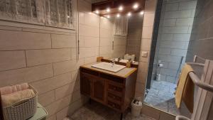 een badkamer met een wastafel en een douche bij My Quiet Place near Carcassonne in Carcassonne +14 foto's