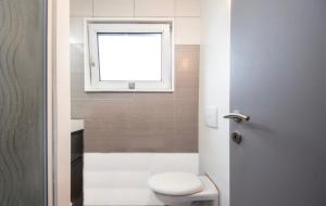 een badkamer met een toilet en een raam bij Bruges by the Beach in Blankenberge +6 foto's