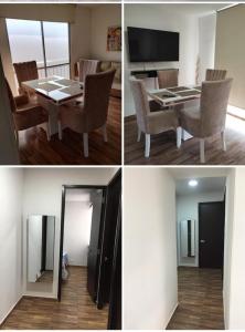 a room with a table and chairs and a mirror at 3 habitaciones 2 Aires Central in Cúcuta