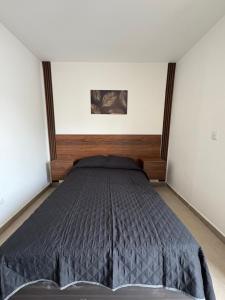 a bedroom with a large bed in a room at Cuarto independiente frente al museo del desierto in Saltillo