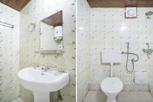 two pictures of a bathroom with a sink and a toilet at Super Collection O Police Bazar Shillong Formerly Pillars House in Shillong