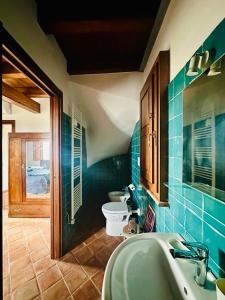 Un baño con lavabo e inodoro. en Tenute Pacelli - Azienda Agricola, en Malvito