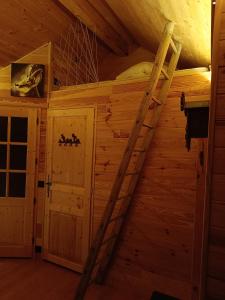 a bedroom with a bunk bed in a cabin at Chambre Tarentaise chez les garçons in Saint-Paul-sur-Yenne