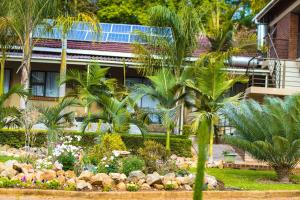 een tuin voor een gebouw met palmbomen bij Palm Leaf – Hazeldene Kwekwe with pool - 2333 in Kwekwe