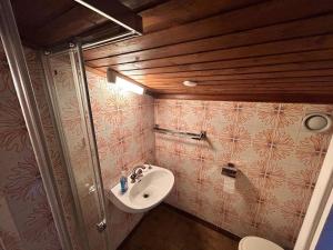 a bathroom with a sink and a toilet at Chalet des Cinq in Samoëns