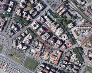 a map of a city with a red circle at Alloggio turistico di Stefano in Lido di Ostia +21 photos