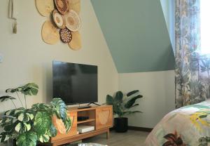 Телевизор и/или развлекательный центр в L'Atelier des Tropiques