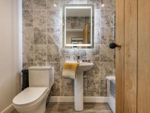 een badkamer met een toilet, een wastafel en een spiegel bij 1 Bed in Finningham 85401 in Finningham +6 foto's