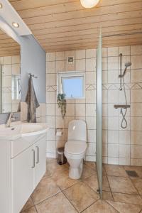 Feriehus 3020 في فيد ساندي: حمام مع مرحاض ومغسلة
