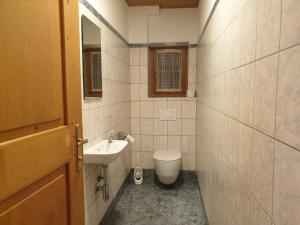Un baño pequeño con inodoro y lavabo. en zuHaus Gruab, en Wildschönau 18 fotos más