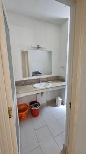 un baño con lavabo y espejo en Theresa Apartments Mauritius, en Trou aux Biches 12 fotos más