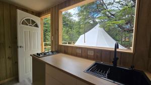 Η κουζίνα ή μικρή κουζίνα στο Tinaja, río y bosque en Conguillío