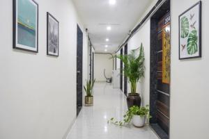 浦那Via Classic Square I的墙上挂有植物和图片的走廊