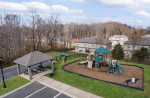 an aerial view of a park with a playground at Inviting 2BR hideaway with contemporary touches in Clarksville