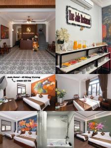 a collage of pictures of a hotel room at Jade Hotel in Hue