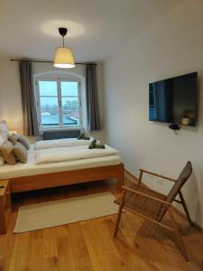 Un televizor și/sau centru de divertisment la Luxury Apartments Pivovarské domy