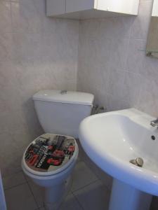 a bathroom with a white toilet and a sink at Douillet F1 Place Paoli in Corte