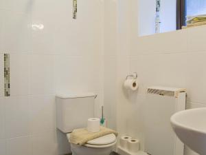 Campion Cottage في Saint Teath: حمام أبيض مع مرحاض ومغسلة