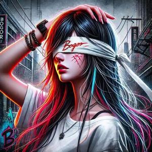 a painting of a girl with a bow on her head at kimiatoto in Nangapinoh